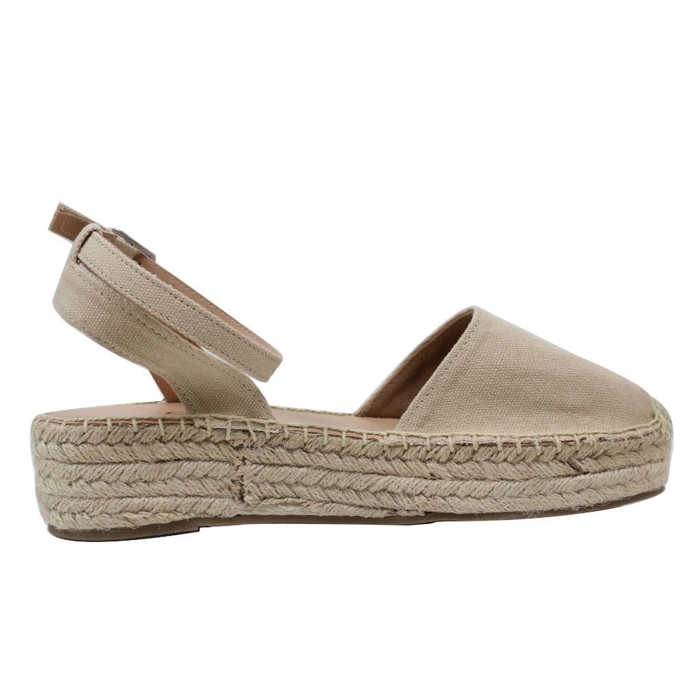 Taupe Crochet Ankle Strap Espadrilles Flatform - Picture 4 of 6